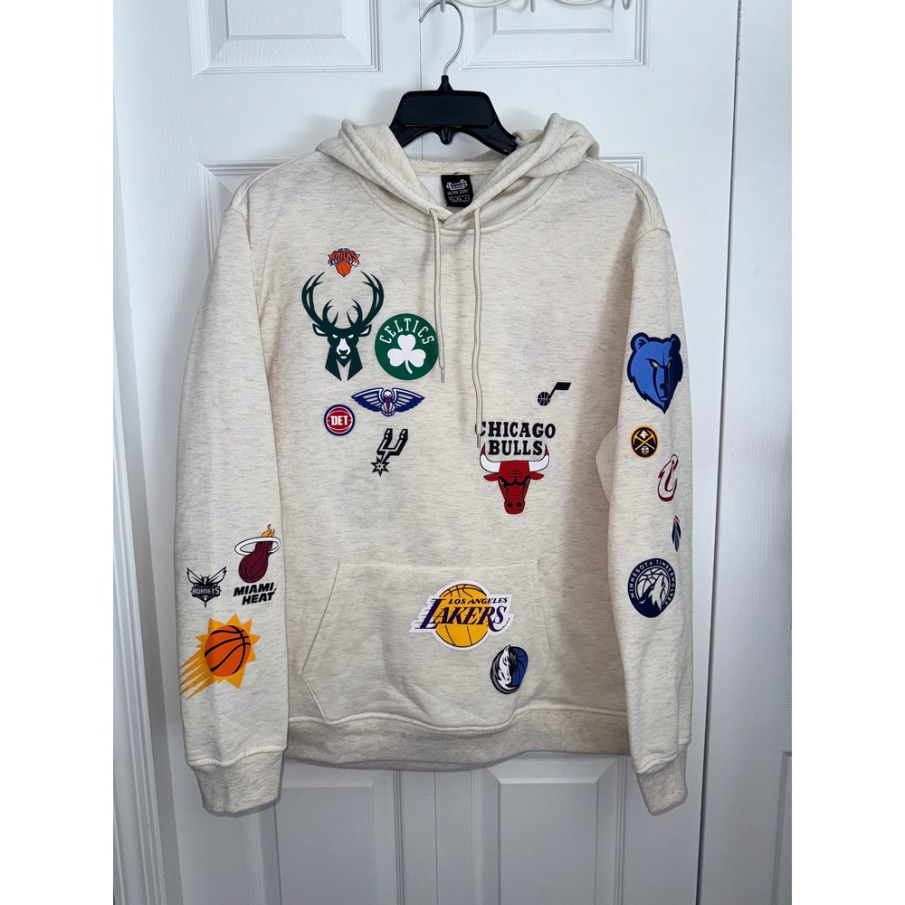 Ultra Game NBA Multi Team Logo Hoodie Oatmeal Heather Mens XL PulloverSweatshirt